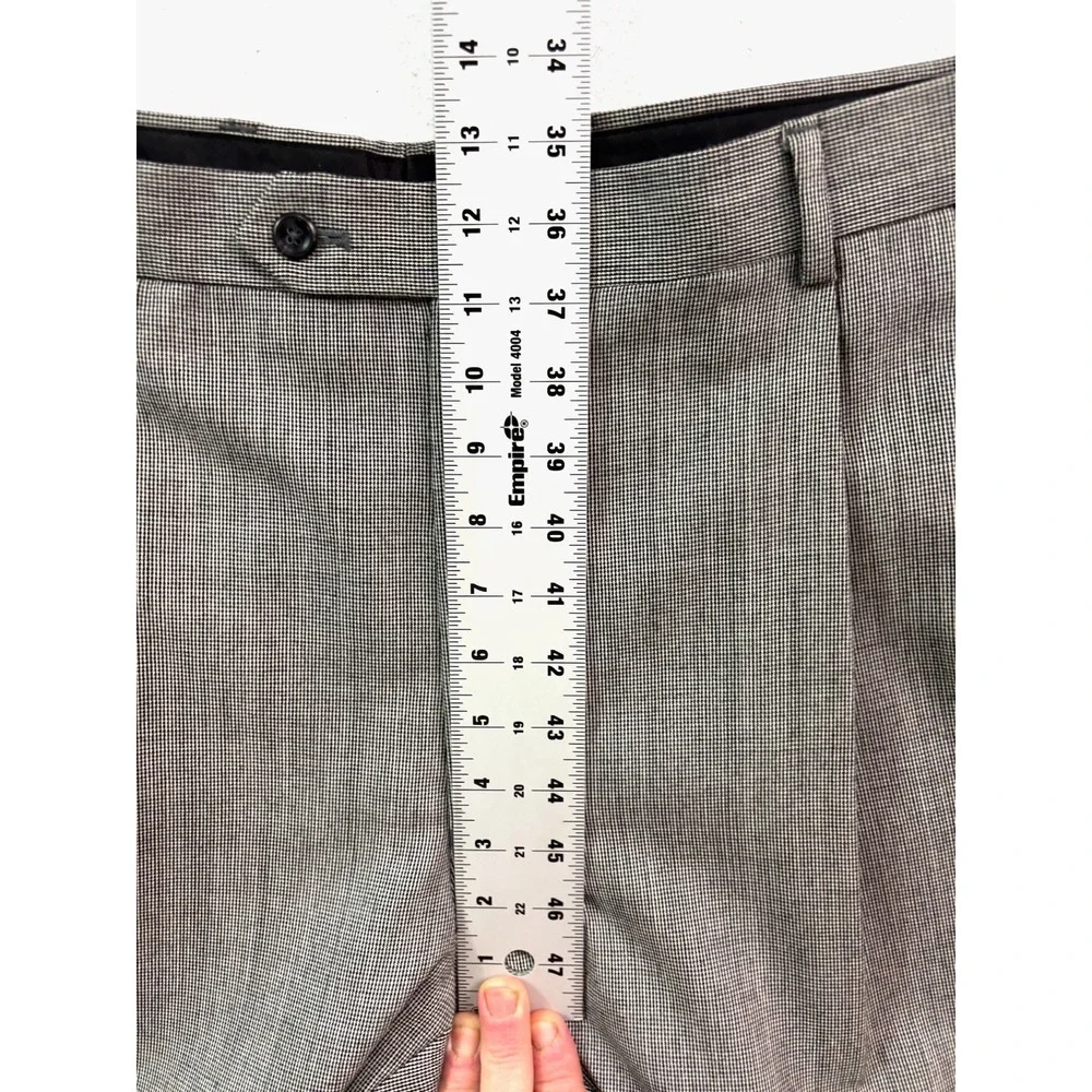 Jos A Bank 38x32‎ Black White Houndstooth Suit Pants 100% Wool Pleated Trousers